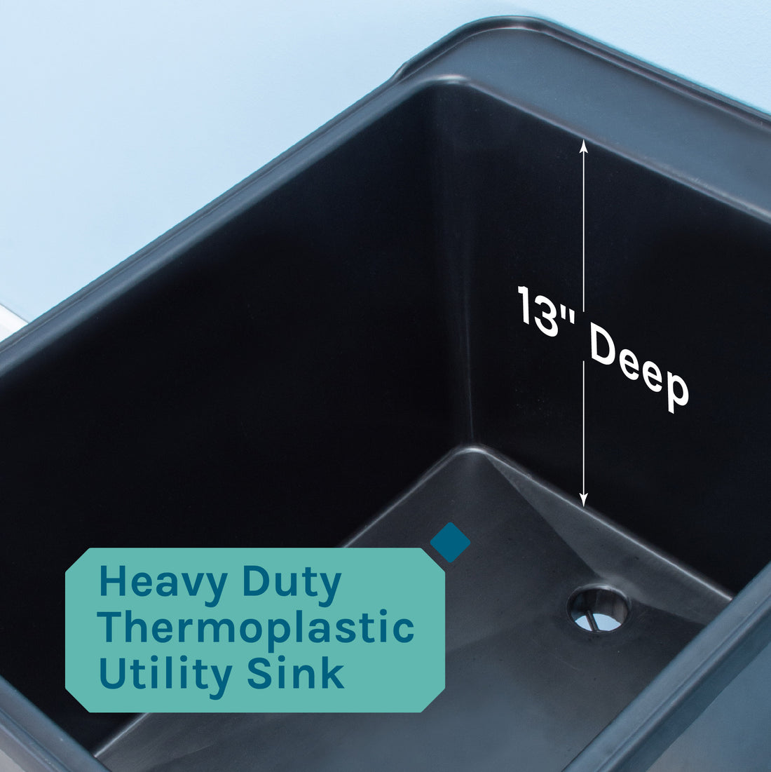 Tehila Space Saver Freestanding Black Utility Sink with Chrome Finish Low-Profile Pull-Down Faucet - Utility sinks vanites Tehila