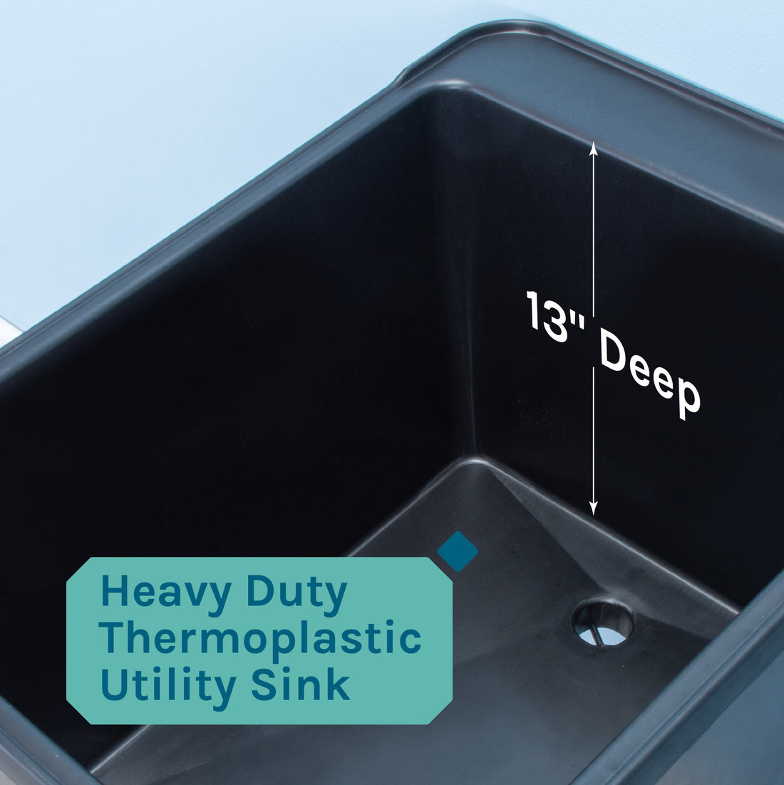 Tehila Space Saver Freestanding Black Utility Sink with Stainless Steel Finish Low-Profile Pull-Down Faucet - Utility sinks vanites Tehila