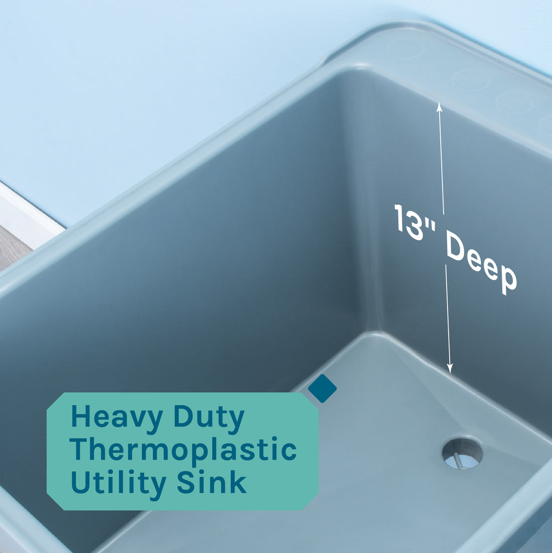 Tehila Space Saver Freestanding Grey Utility Sink with Black Finish Low-Profile Pull-Down Faucet - Utility sinks vanites Tehila