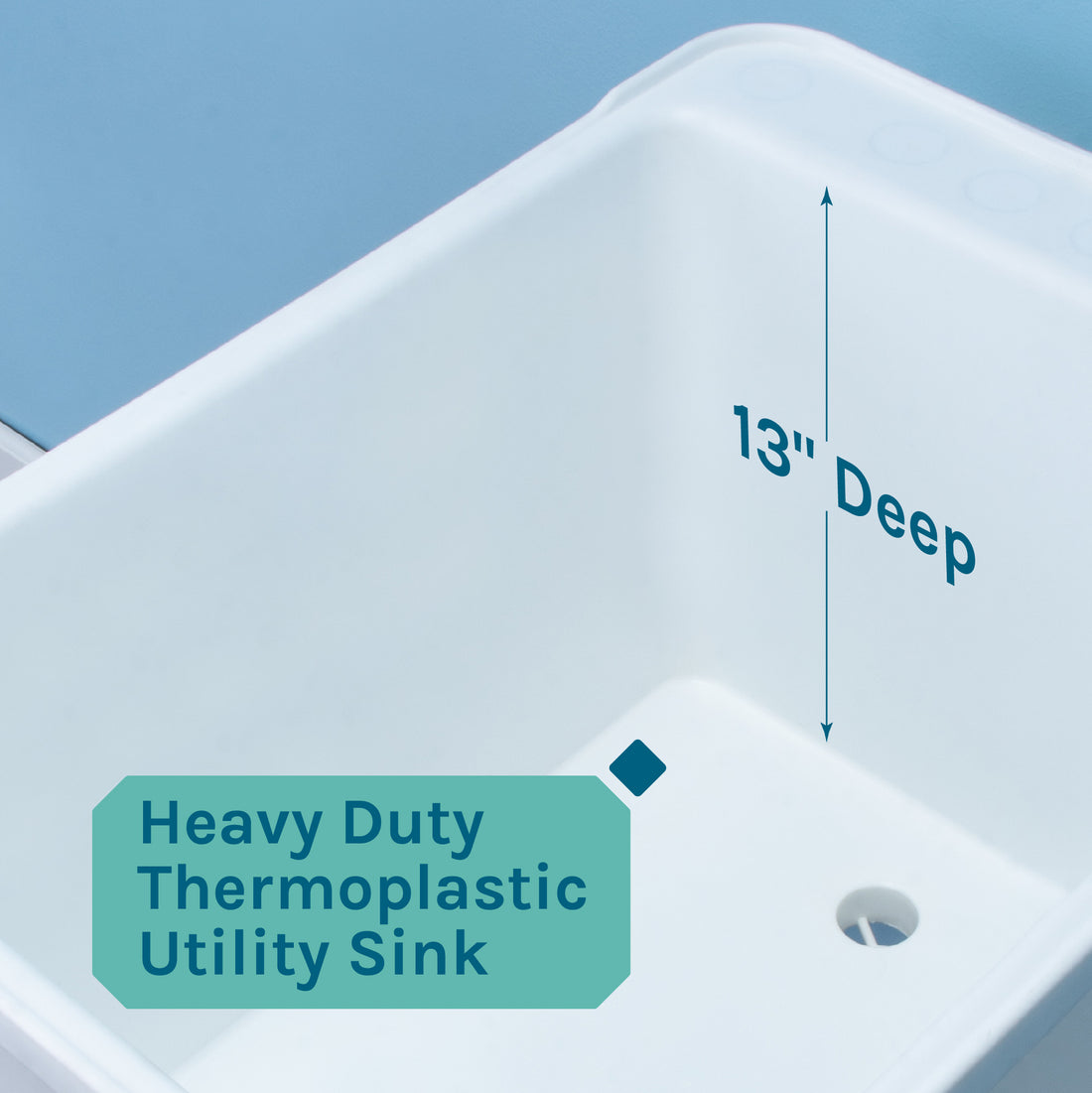 Tehila Space Saver Freestanding White Utility Sink with Chrome Finish Low-Profile Pull-Down Faucet - Utility sinks vanites Tehila