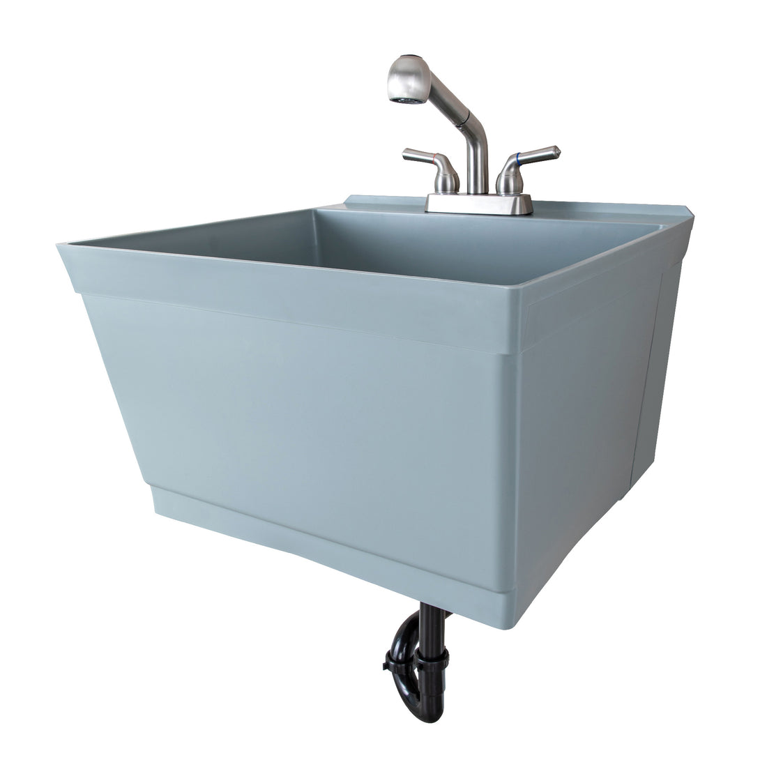 Tehila Standard Wall-Mounted Grey Utility Sink with Stainless Steel Finish Pull-Out Faucet - Utility sinks vanites Tehila