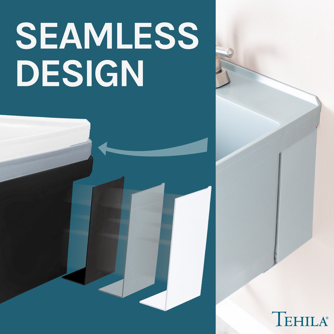 Tehila Standard Wall-Mounted Grey Utility Sink with Stainless Steel Finish Pull-Out Faucet - Utility sinks vanites Tehila