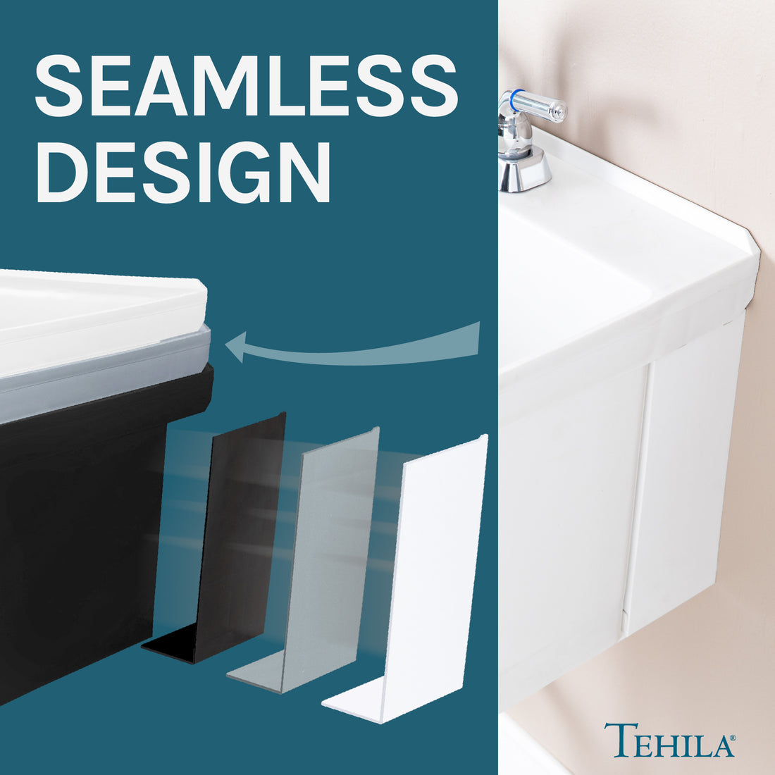 Tehila Standard Wall-Mounted White Utility Sink with Chrome Finish Pull-Out Faucet - Utility sinks vanites Tehila