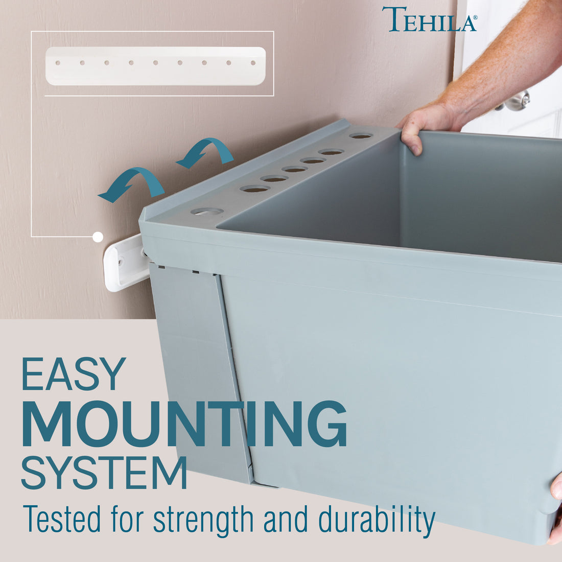 Grey Standard Utility Sink Easy Mounting System Tested for Strength and durability
