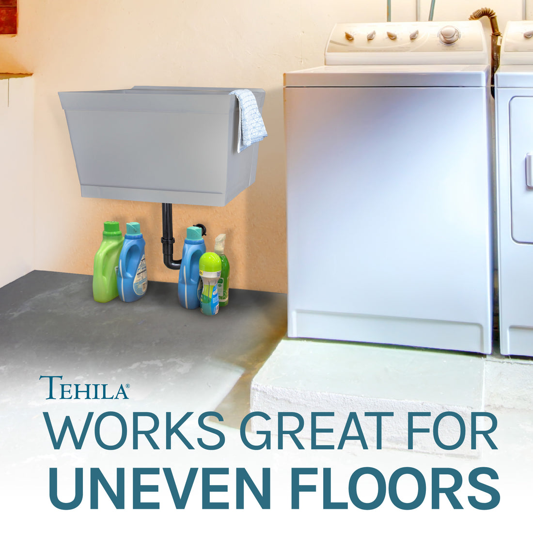 Grey Standard Utility Sink Works Great For Uneven Floors
