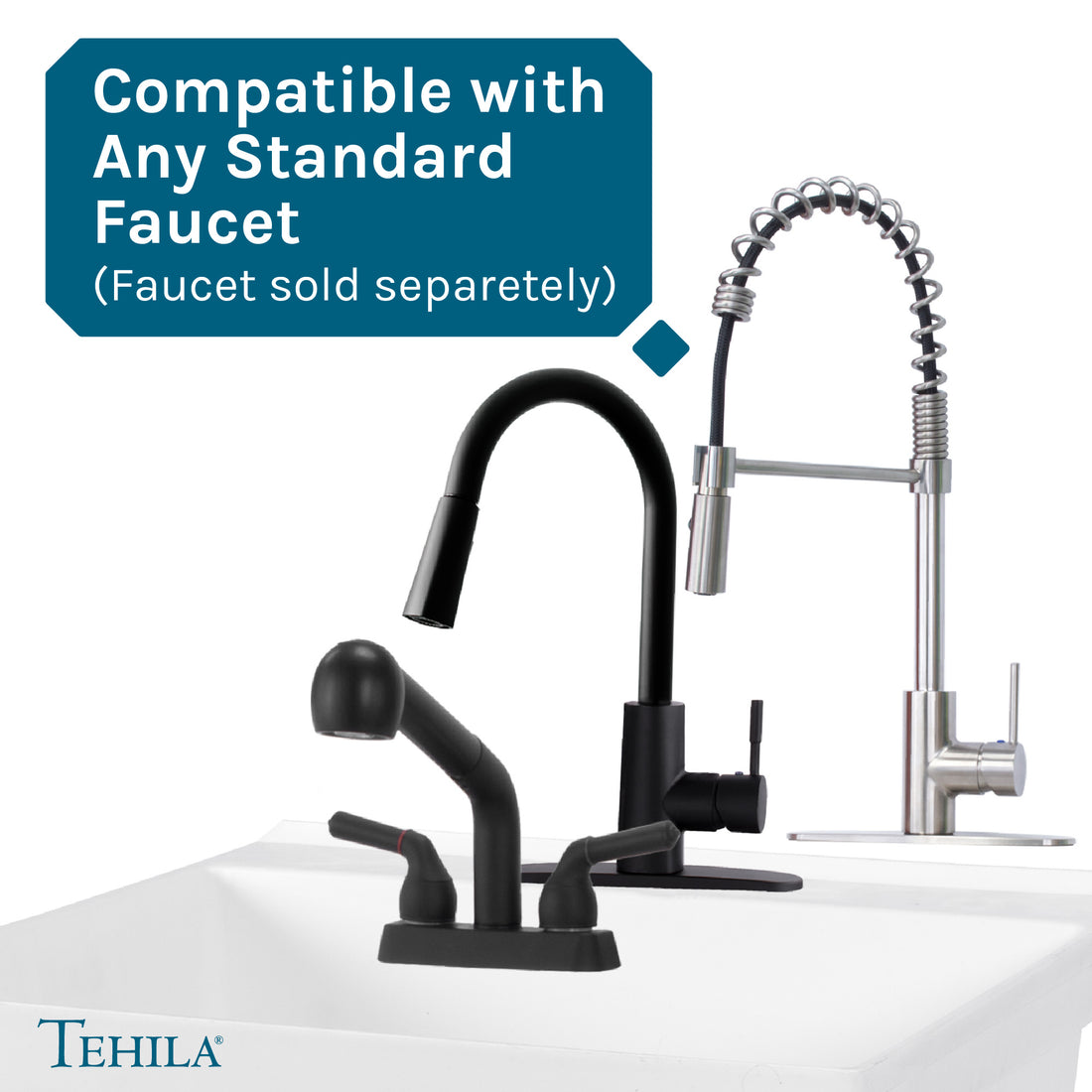 White Standard Utility Sink Compatible with Any Standard Faucet(Faucet Sold Separately)