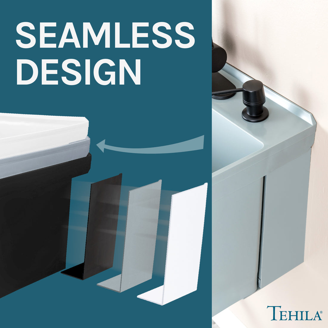 Tehila Standard Wall-Mounted Grey Utility Sink with Black Finish Pull-Down Faucet - Utility sinks vanites Tehila