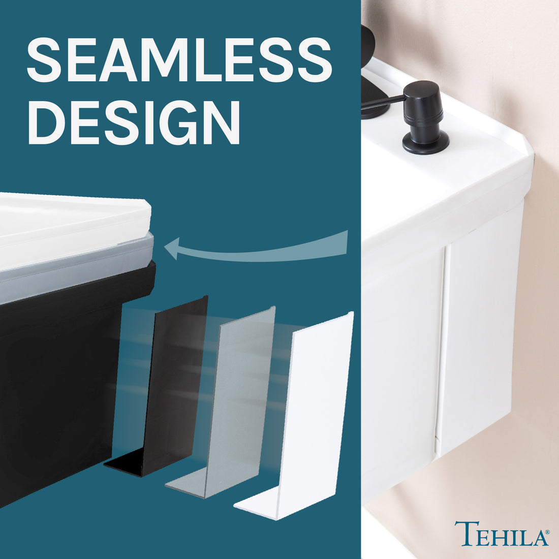 Tehila Standard Wall-Mounted White Utility Sink with Black Finish Pull-Down Faucet - Utility sinks vanites Tehila