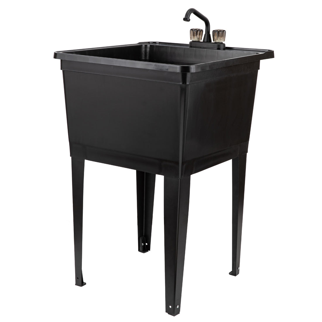 Tehila Basics Freestanding Black Utility Sink with Black Finish Dual Handle Utility Faucet - Utility sinks vanites Tehila