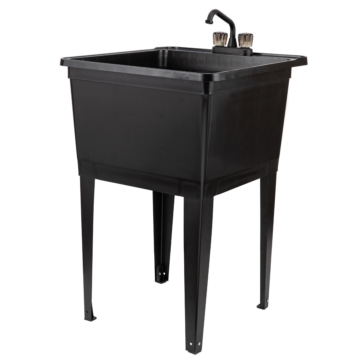 Tehila Basics Freestanding Black Utility Sink with Black Finish Dual Handle Utility Faucet - Utility sinks vanites Tehila