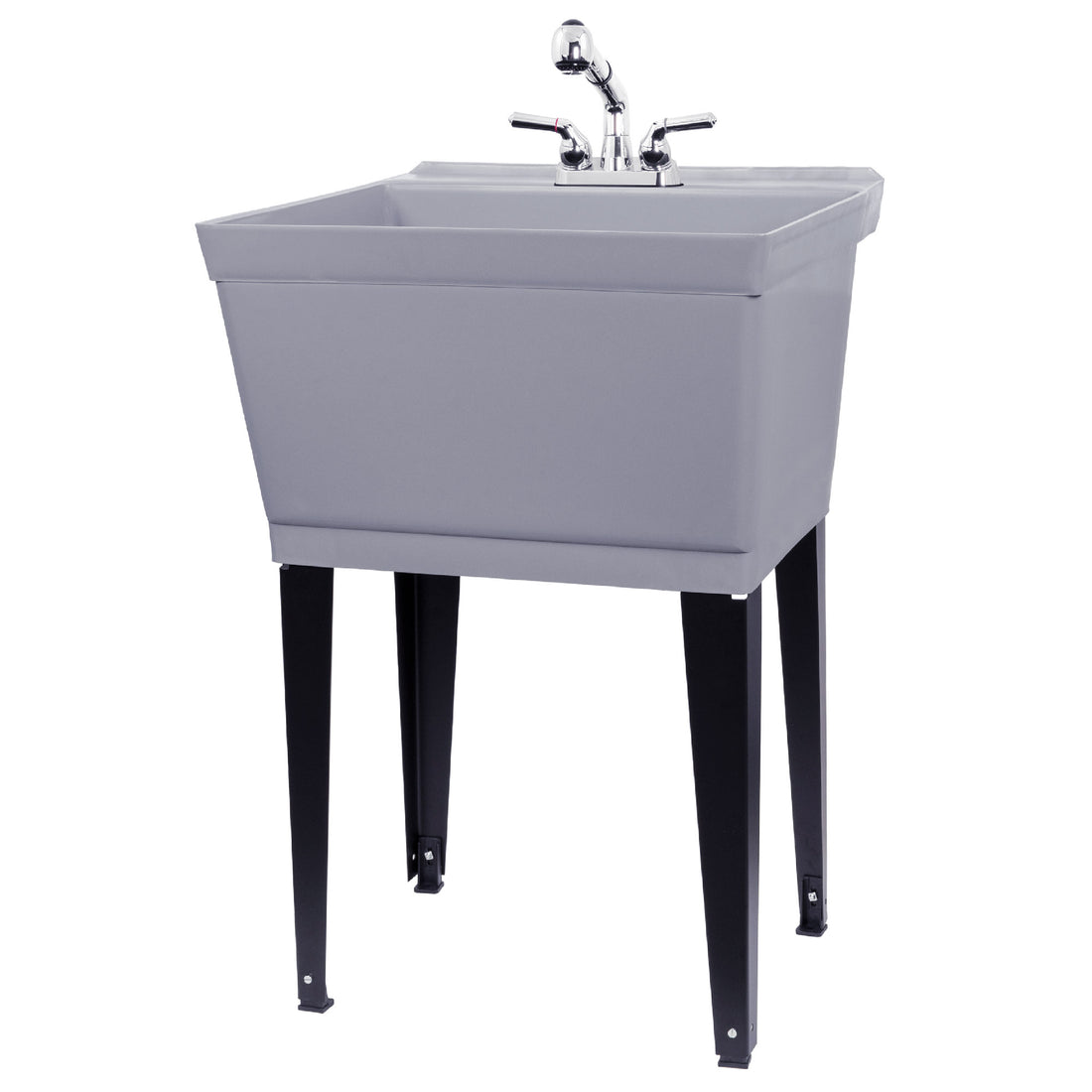 Tehila Standard Freestanding Grey Utility Sink with Chrome Finish Pull-Out Faucet - Utility sinks vanites Tehila
