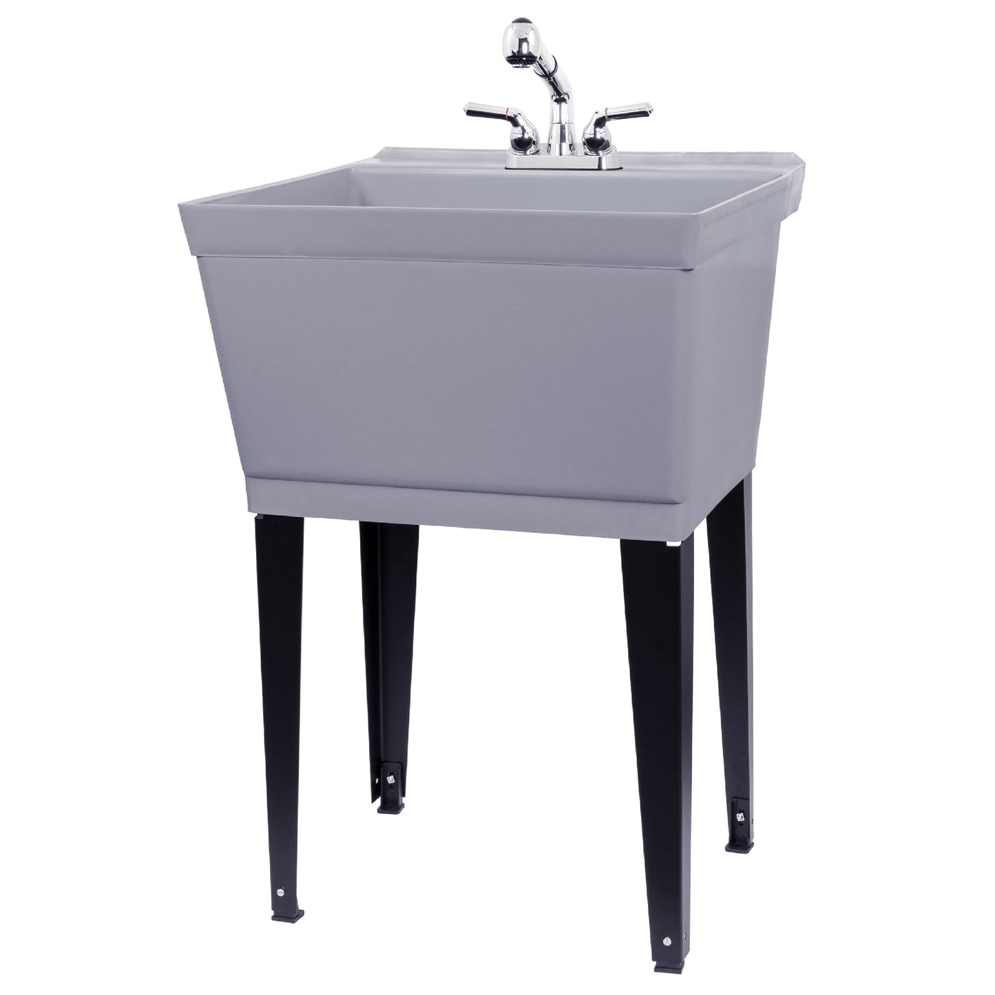 Tehila Standard Freestanding Grey Utility Sink with Chrome Finish Pull-Out Faucet - Utility sinks vanites Tehila