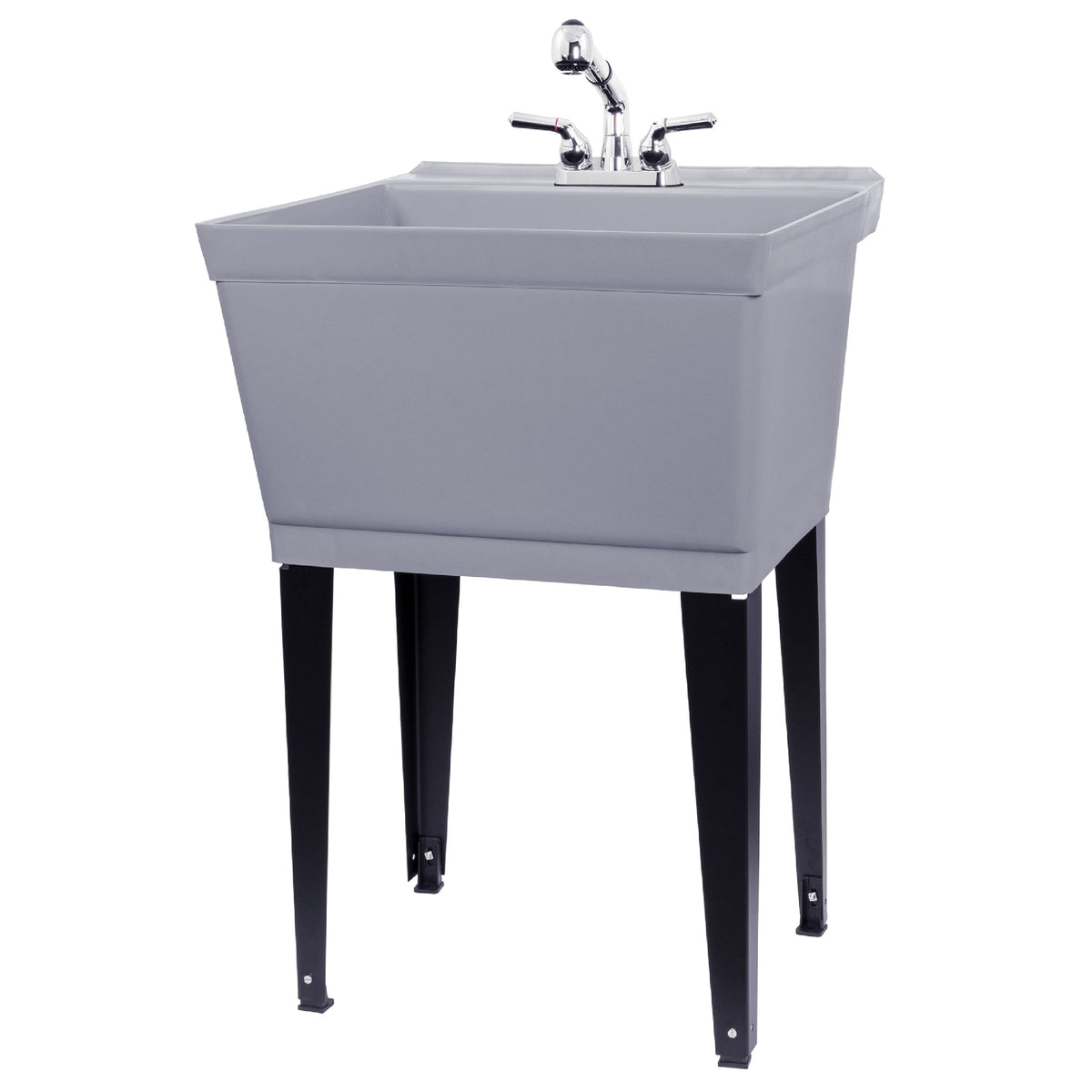 Tehila Standard Freestanding Grey Utility Sink with Chrome Finish Pull-Out Faucet - Utility sinks vanites Tehila