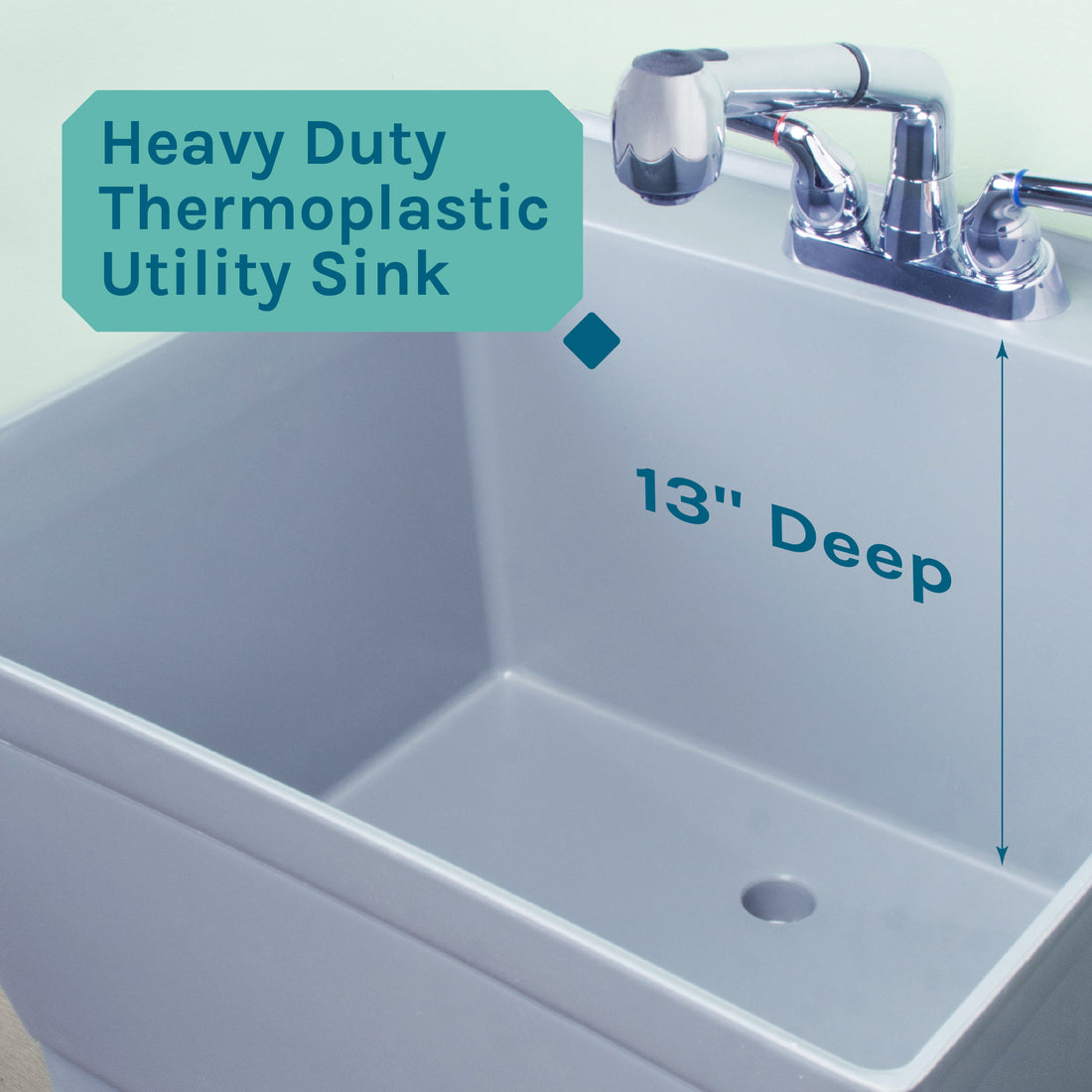 Tehila Standard Freestanding Grey Utility Sink with Chrome Finish Pull-Out Faucet - Utility sinks vanites Tehila