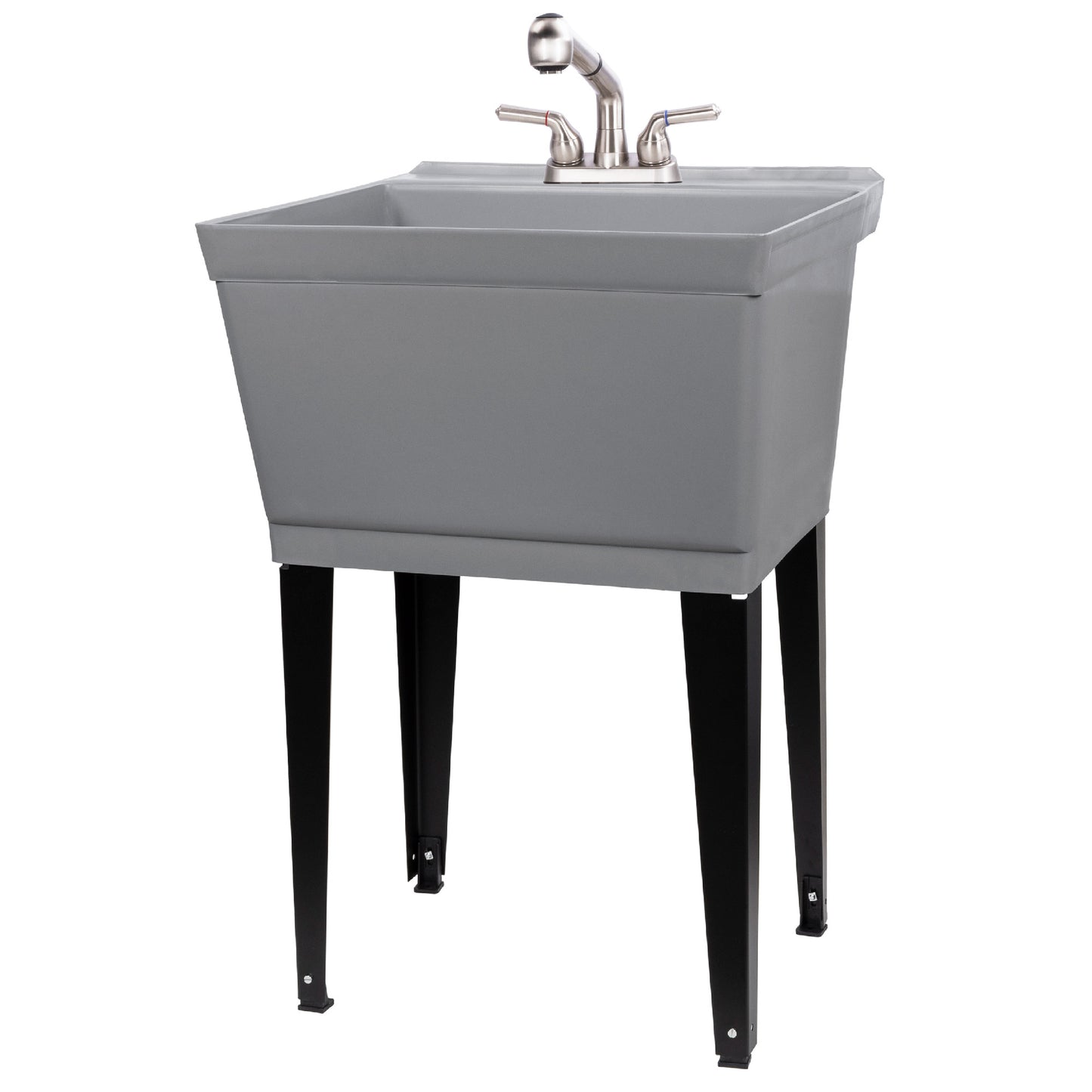 Tehila Standard Freestanding Grey Utility Sink with Stainless Steel Finish Pull-Out Faucet - Utility sinks vanites Tehila