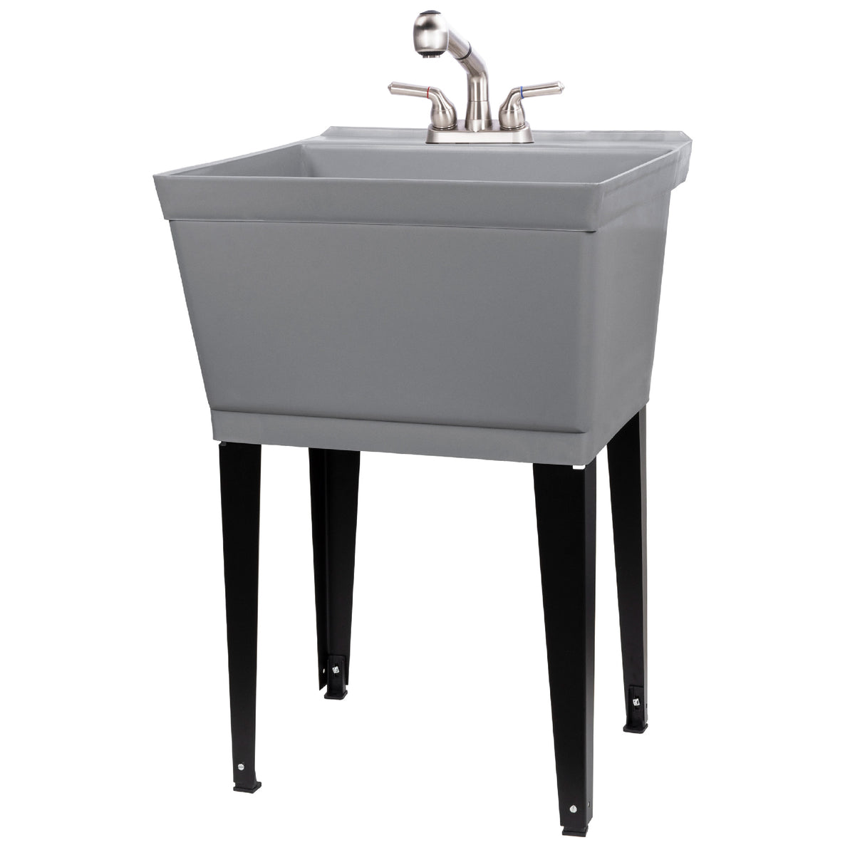 Tehila Standard Freestanding Grey Utility Sink with Stainless Steel Finish Pull-Out Faucet - Utility sinks vanites Tehila