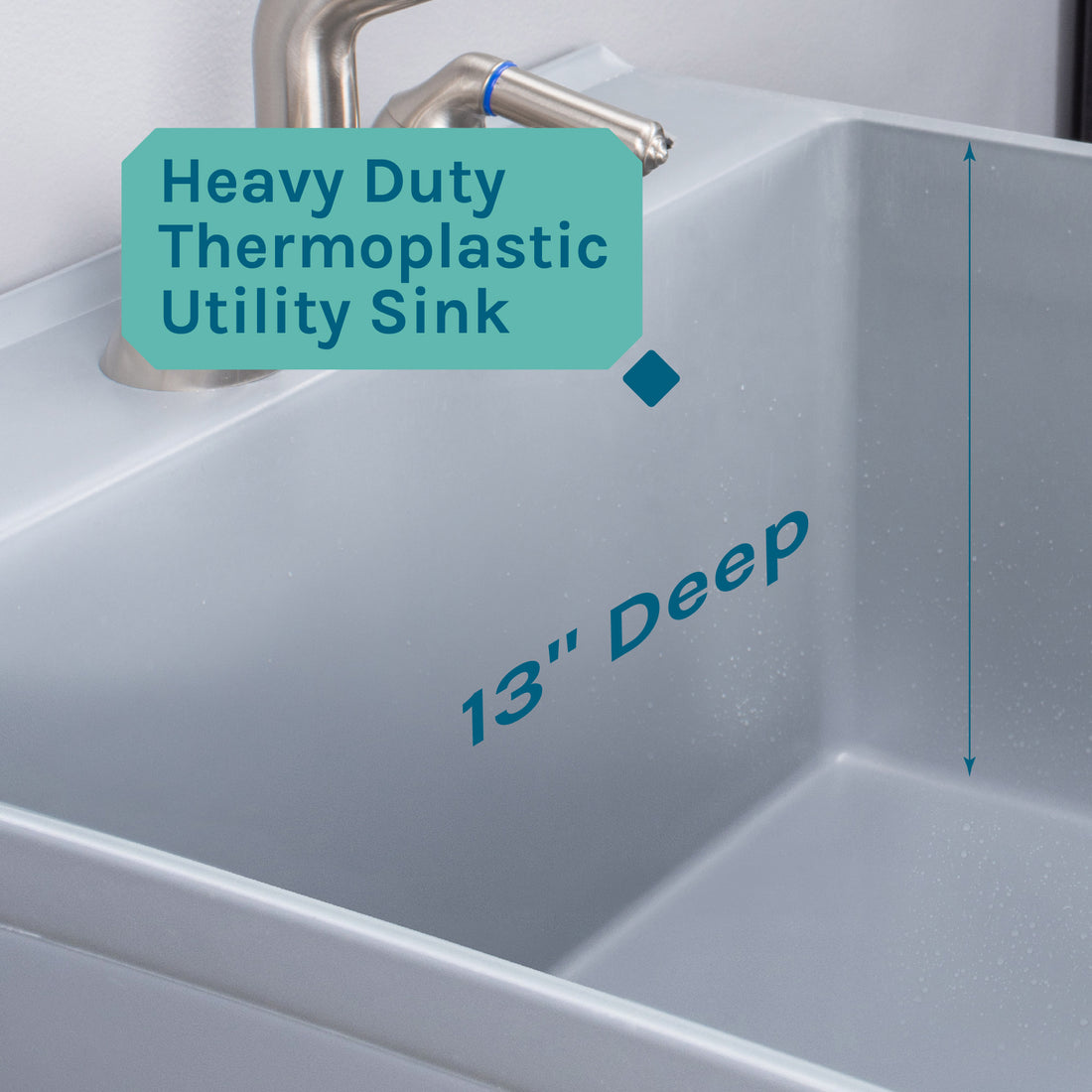 Tehila Standard Freestanding Grey Utility Sink with Stainless Steel Finish Pull-Out Faucet - Utility sinks vanites Tehila