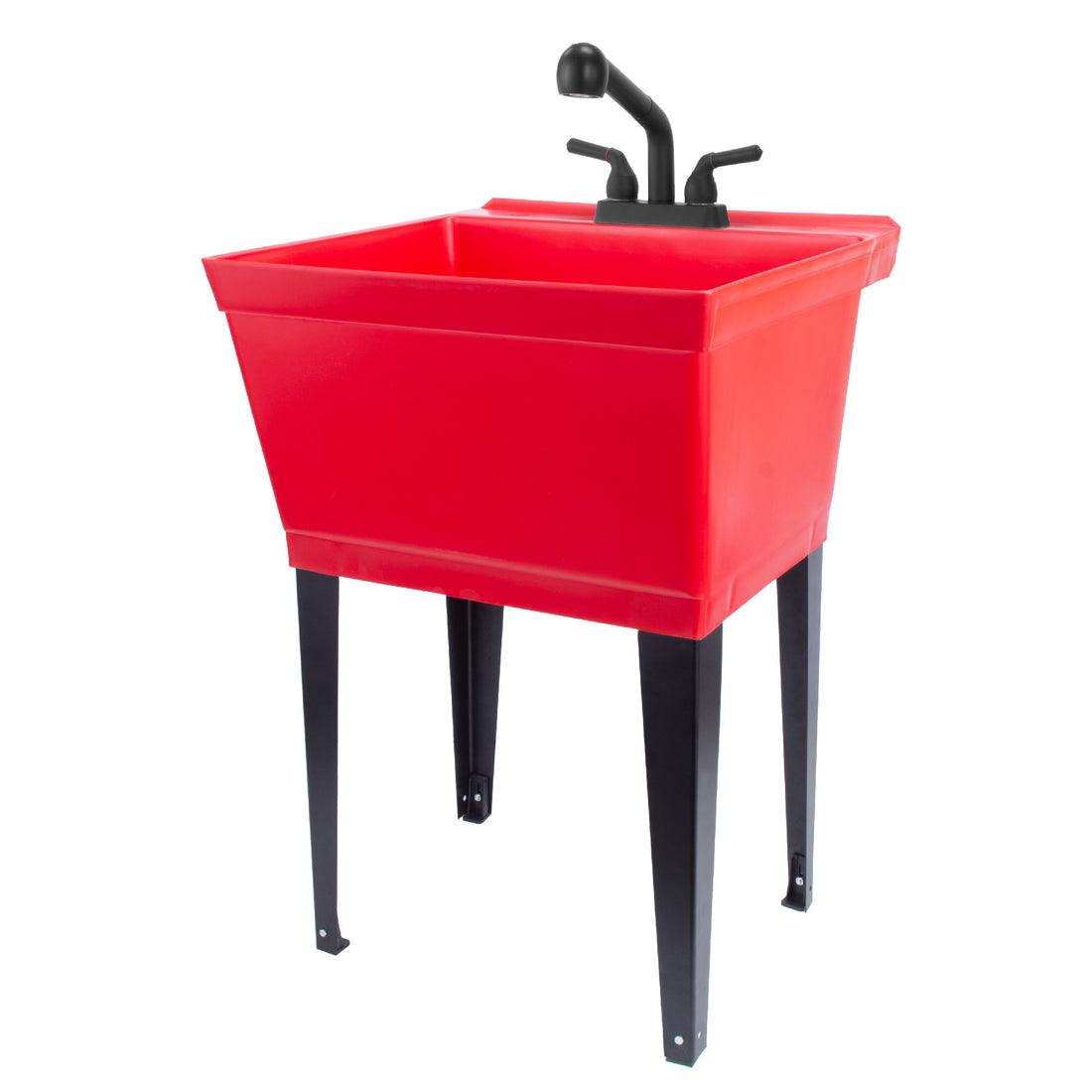 Tehila Standard Freestanding Red Utility Sink with Matte Black Finish Pull-Out Faucet - Utility sinks vanites Tehila