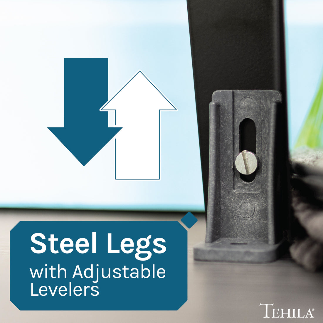 Black Standard Utility Sink Steel legs with adjustable levelers