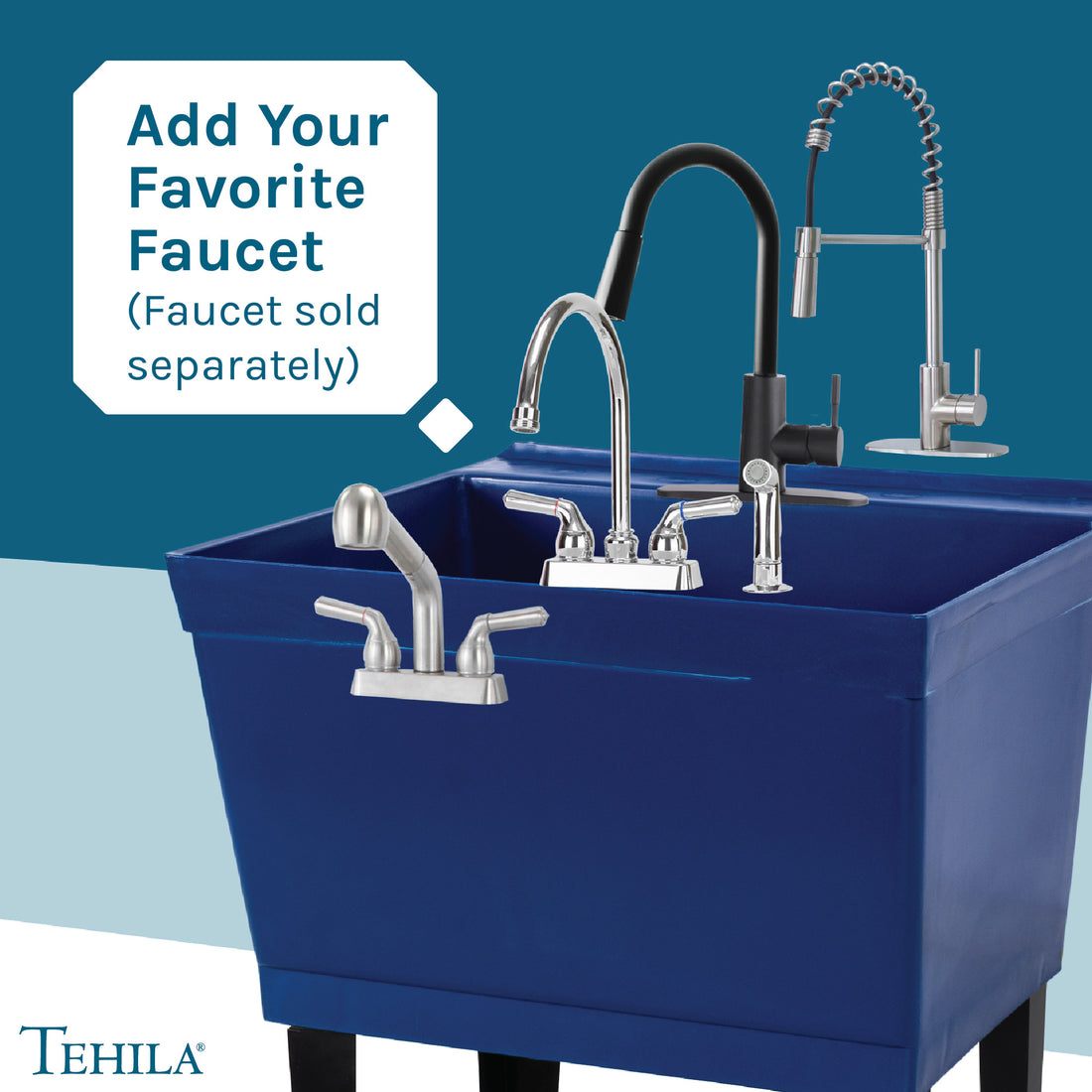 Blue Standard Utility Sink Add Your Favorite Faucet (Faucet Sold Separately)