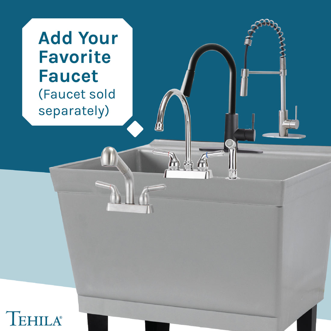 Grey Standard Utility Sinks Add Your Favorite Faucet (Faucet Sold Separately)