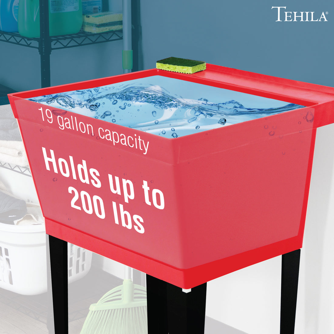 Standard Utility Sink can hold up to 200 lbs or 19 gallons