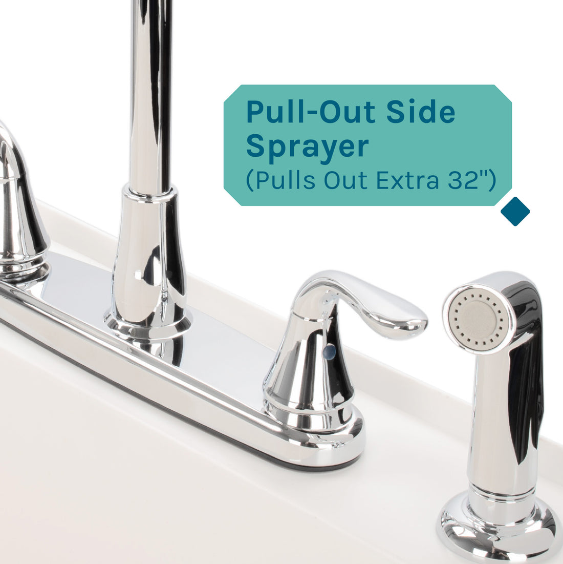 Tehila Standard Freestanding White Utility Sink with Grey Legs and Chrome Finish Wide-set Gooseneck Faucet with Side Sprayer - Utility sinks vanites Tehila
