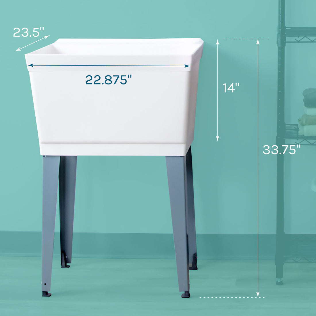 Tehila Standard Freestanding White Utility Sink with Grey Legs, Water Supply Lines Included - Utility sinks vanites Tehila