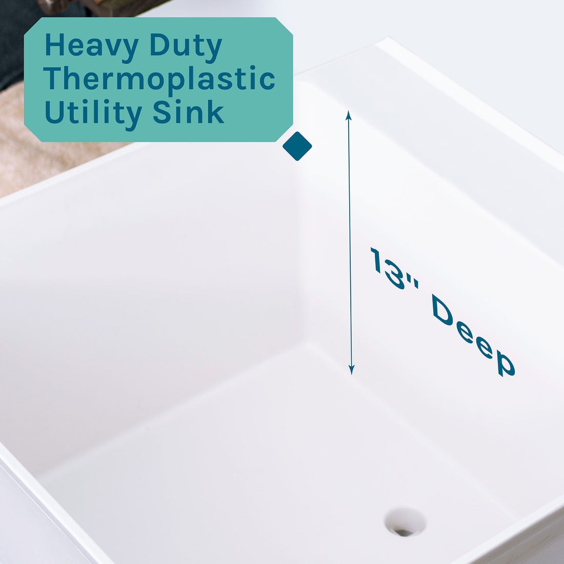 Tehila Standard Freestanding White Utility Sink with Grey Legs, Water Supply Lines Included - Utility sinks vanites Tehila