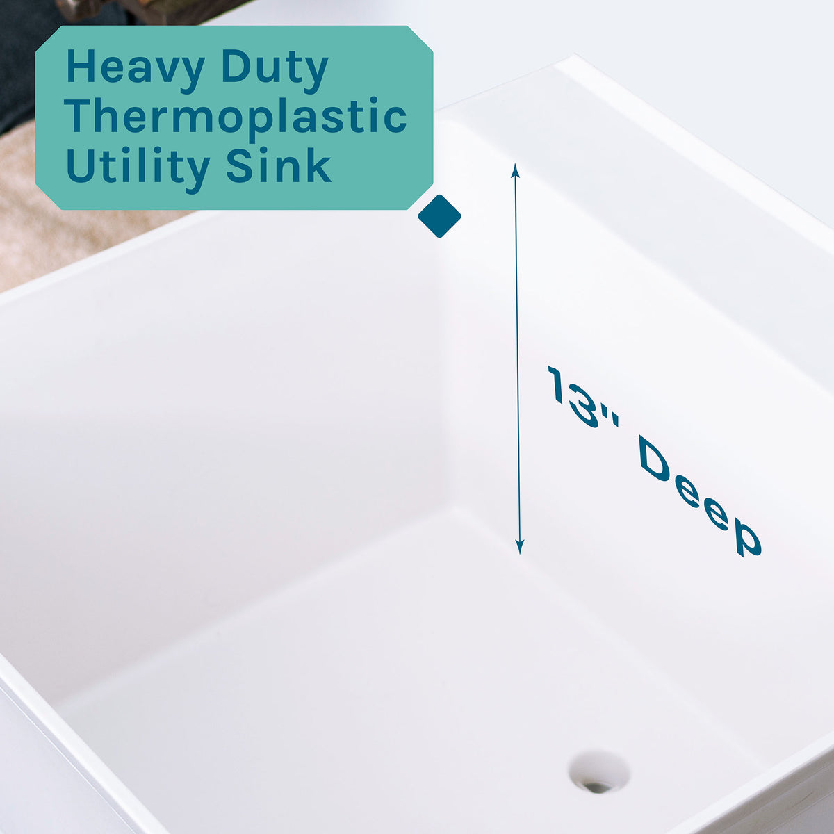Tehila Standard Freestanding White Utility Sink with Grey Legs, Water Supply Lines Included - Utility sinks vanites Tehila