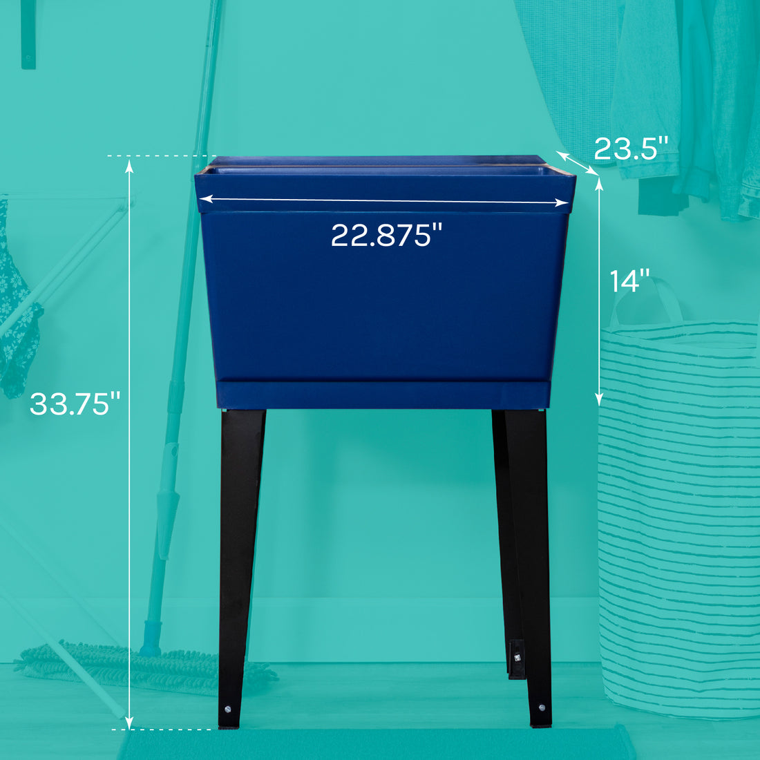 Tehila Standard Freestanding Blue Utility Sink with Black Legs, Water Supply Lines Included - Utility sinks vanites Tehila