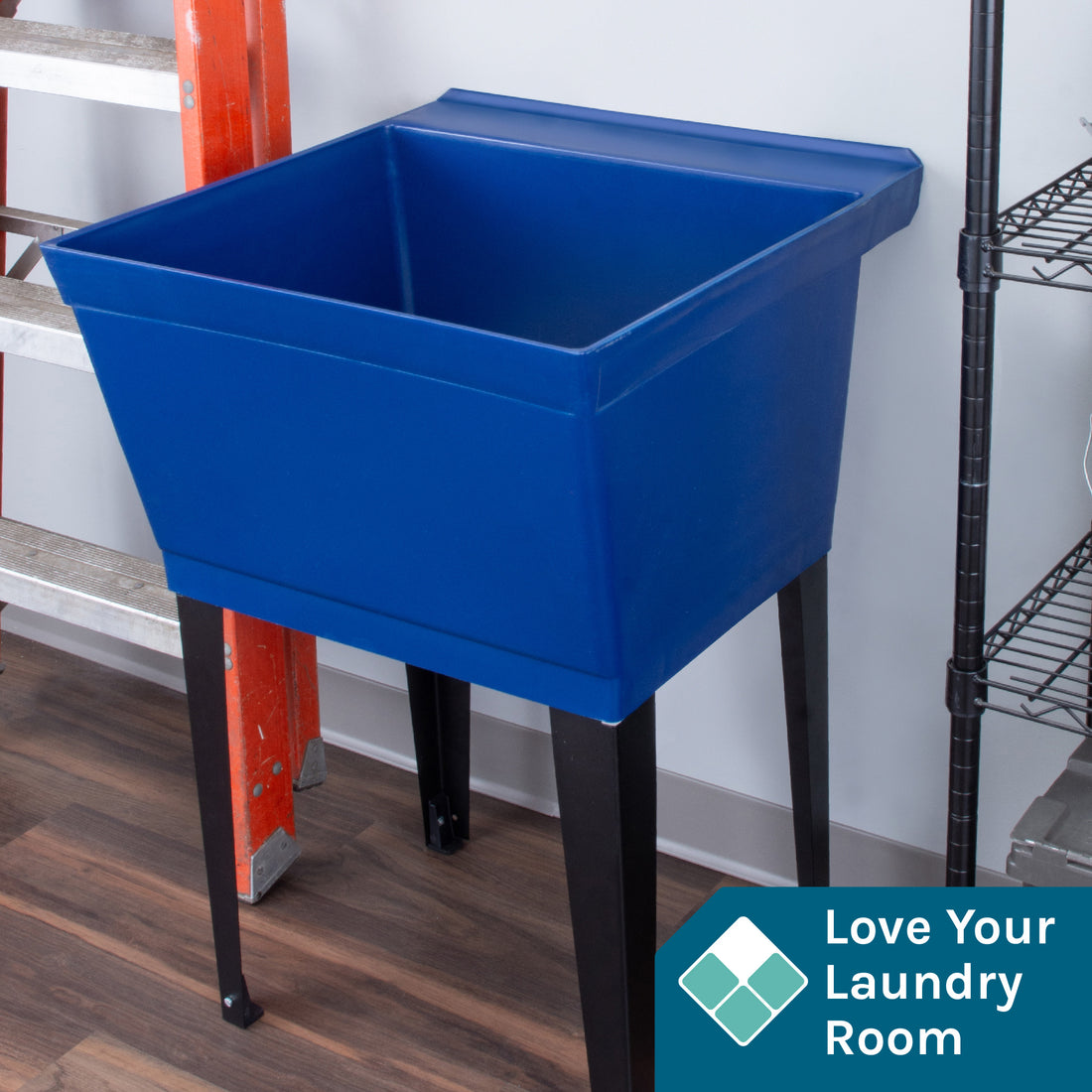 Tehila Standard Freestanding Blue Utility Sink with Black Legs, Water Supply Lines Included - Utility sinks vanites Tehila