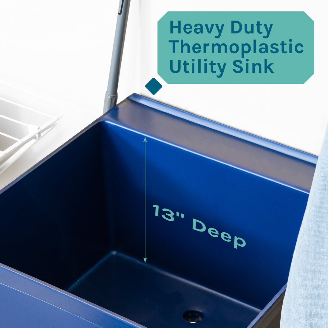 Tehila Standard Freestanding Blue Utility Sink with Black Legs, Water Supply Lines Included - Utility sinks vanites Tehila