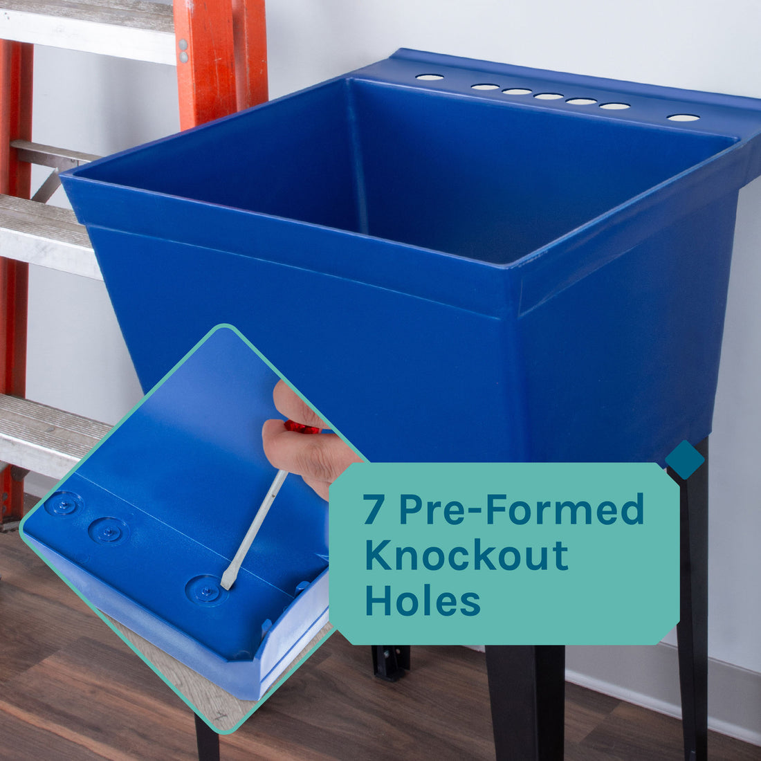 Tehila Standard Freestanding Blue Utility Sink with Black Legs, Water Supply Lines Included - Utility sinks vanites Tehila