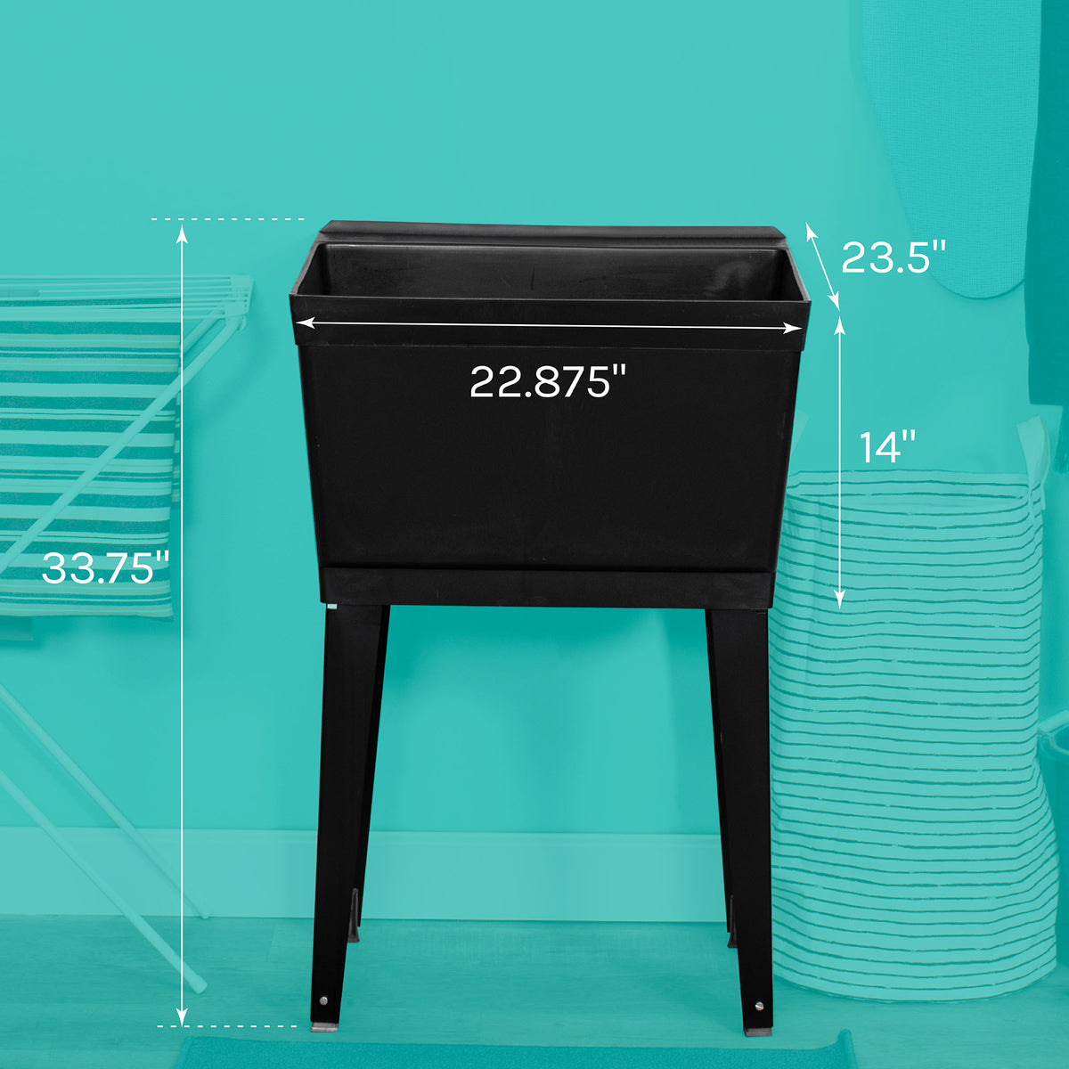Tehila Standard Freestanding Black Utility Sink with Black Legs, Water Supply Lines Included - Utility sinks vanites Tehila