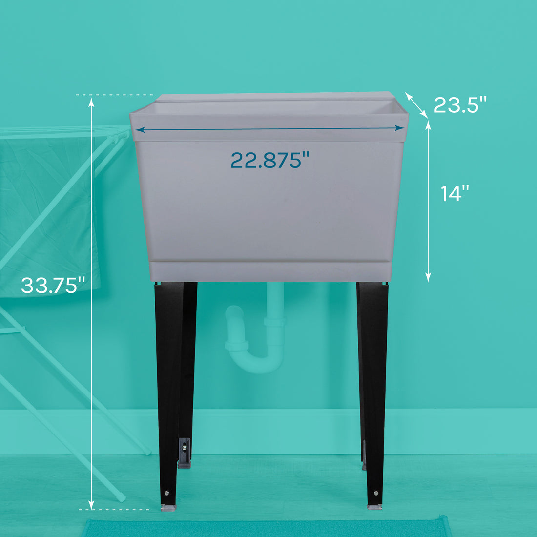 Tehila Standard Freestanding Grey Utility Sink with Black Legs, Water Supply Lines Included - Utility sinks vanites Tehila