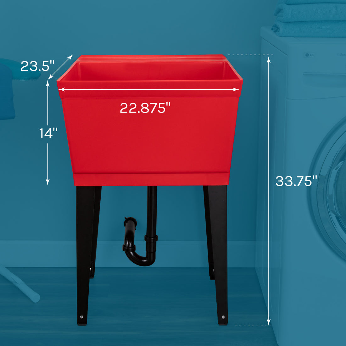 Tehila Standard Freestanding Red Utility Sink with Black Legs, Water Supply Lines Included - Utility sinks vanites Tehila