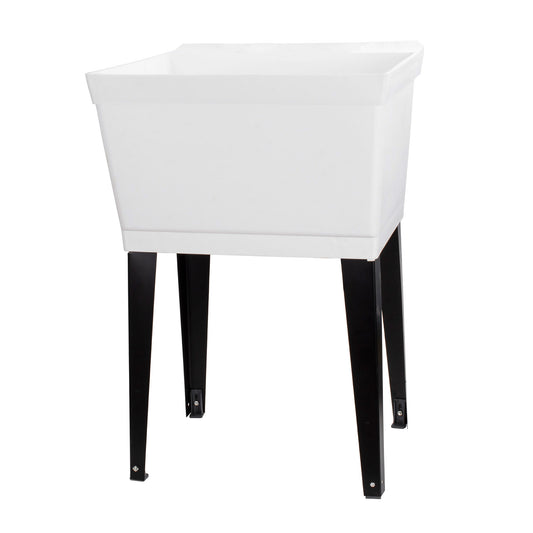 Tehila Standard Freestanding White Utility Sink with Black Legs, Water Supply Lines Included - Utility sinks vanites Tehila