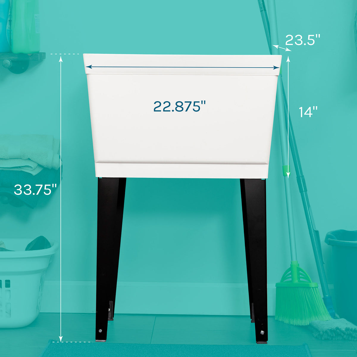 Tehila Standard Freestanding White Utility Sink with Black Legs, Water Supply Lines Included - Utility sinks vanites Tehila