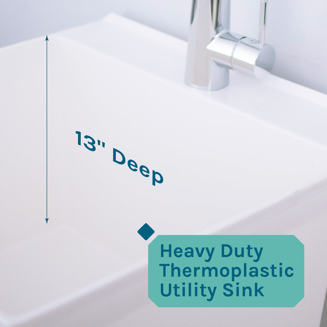 Tehila Standard Freestanding White Utility Sink with Chrome Finish High-Arc Pull-Down Faucet - Utility sinks vanites Tehila