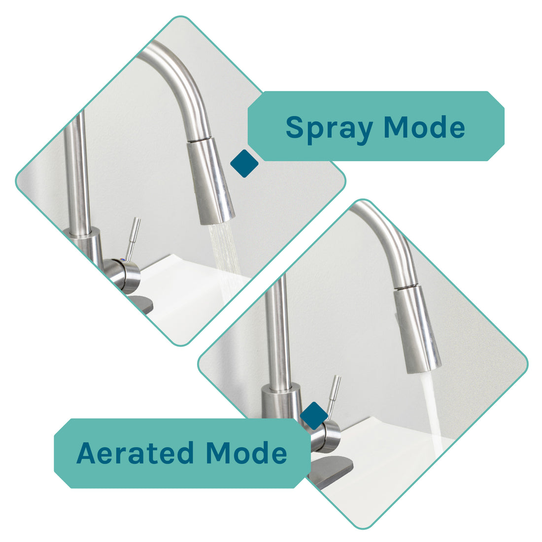 Tehila Standard Freestanding White Utility Sink with Stainless Steel Finish High-Arc Pull-Down Faucet - Utility sinks vanites Tehila