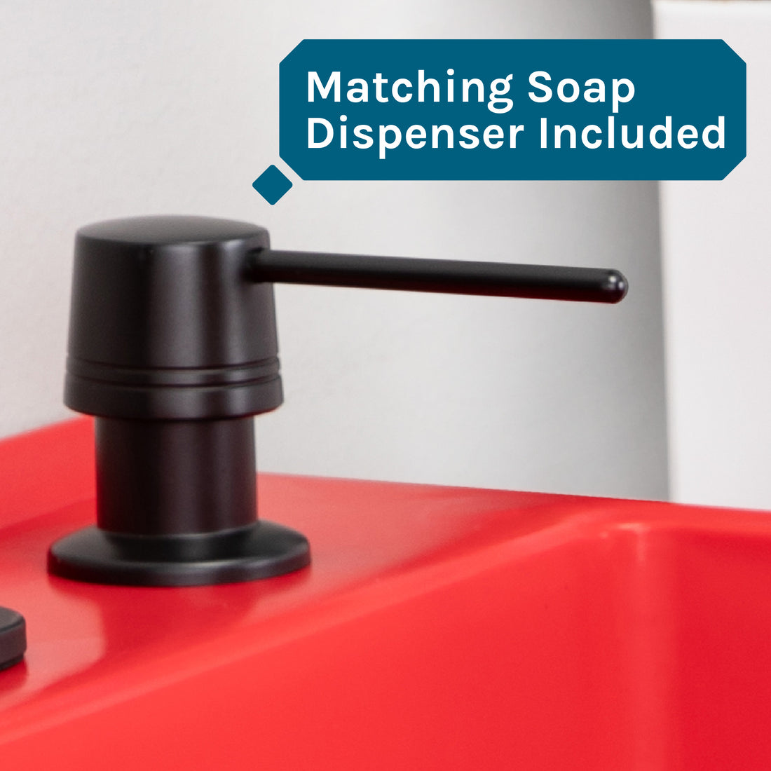 Tehila Standard Freestanding Red Utility Sink with Black Finish High-Arc Pull-Down Faucet and Soap Dispenser - Utility sinks vanites Tehila
