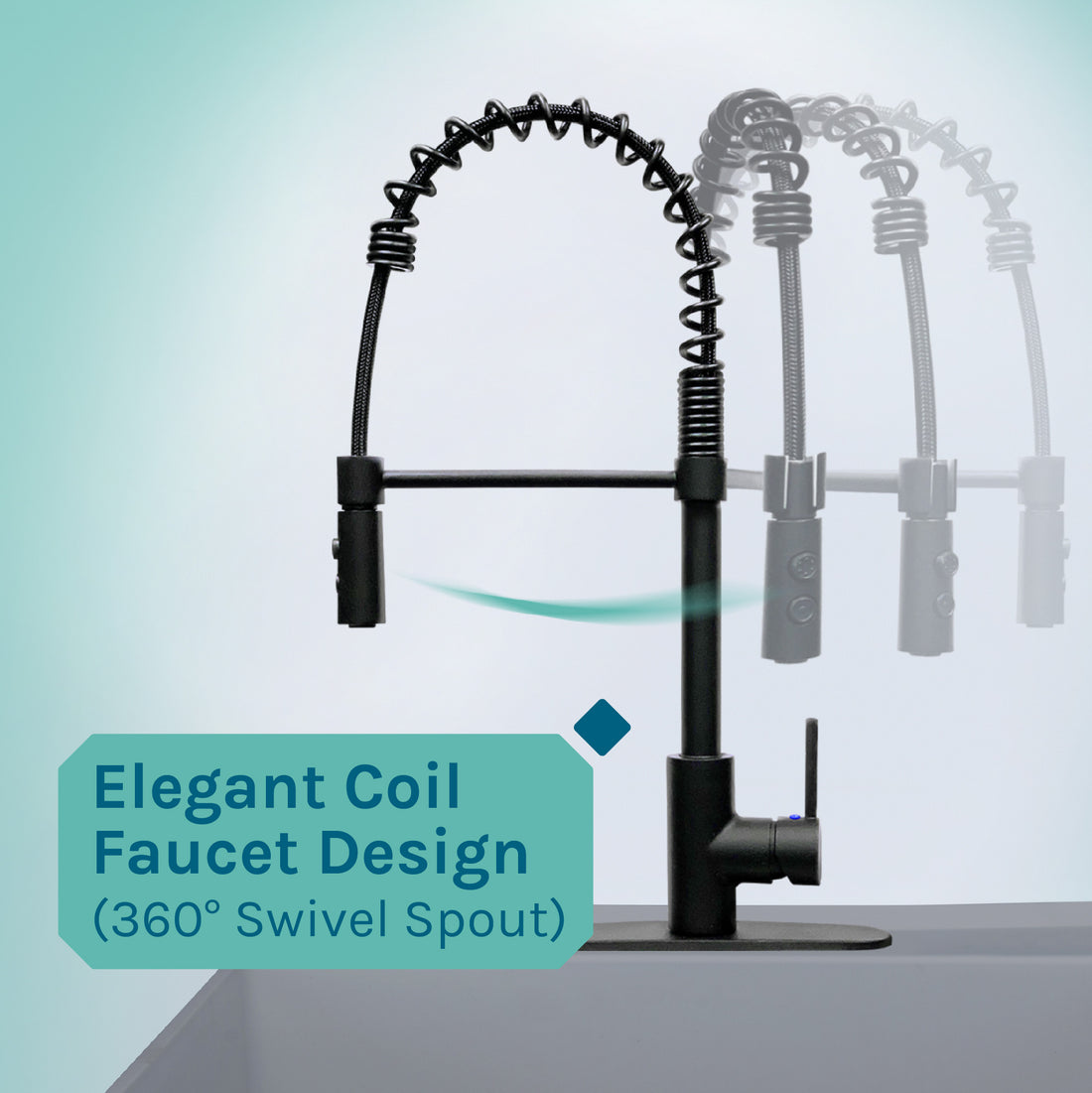 Tehila Standard Freestanding Grey Utility Sink with Black Finish High-Arc Coil Pull-Down Faucet - Utility sinks vanites Tehila