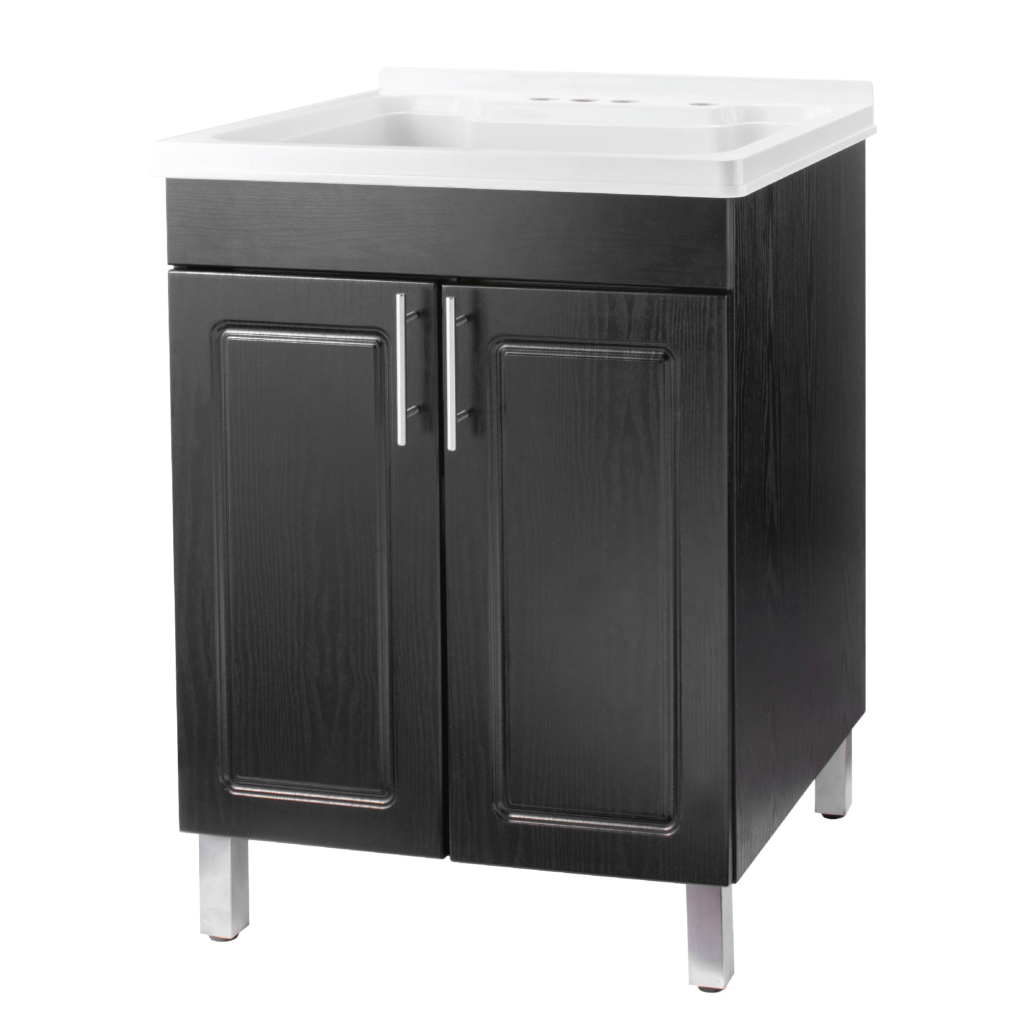 hila☆hila  Tehila Black Vanity Cabinet and White Utility Sink | No Supply