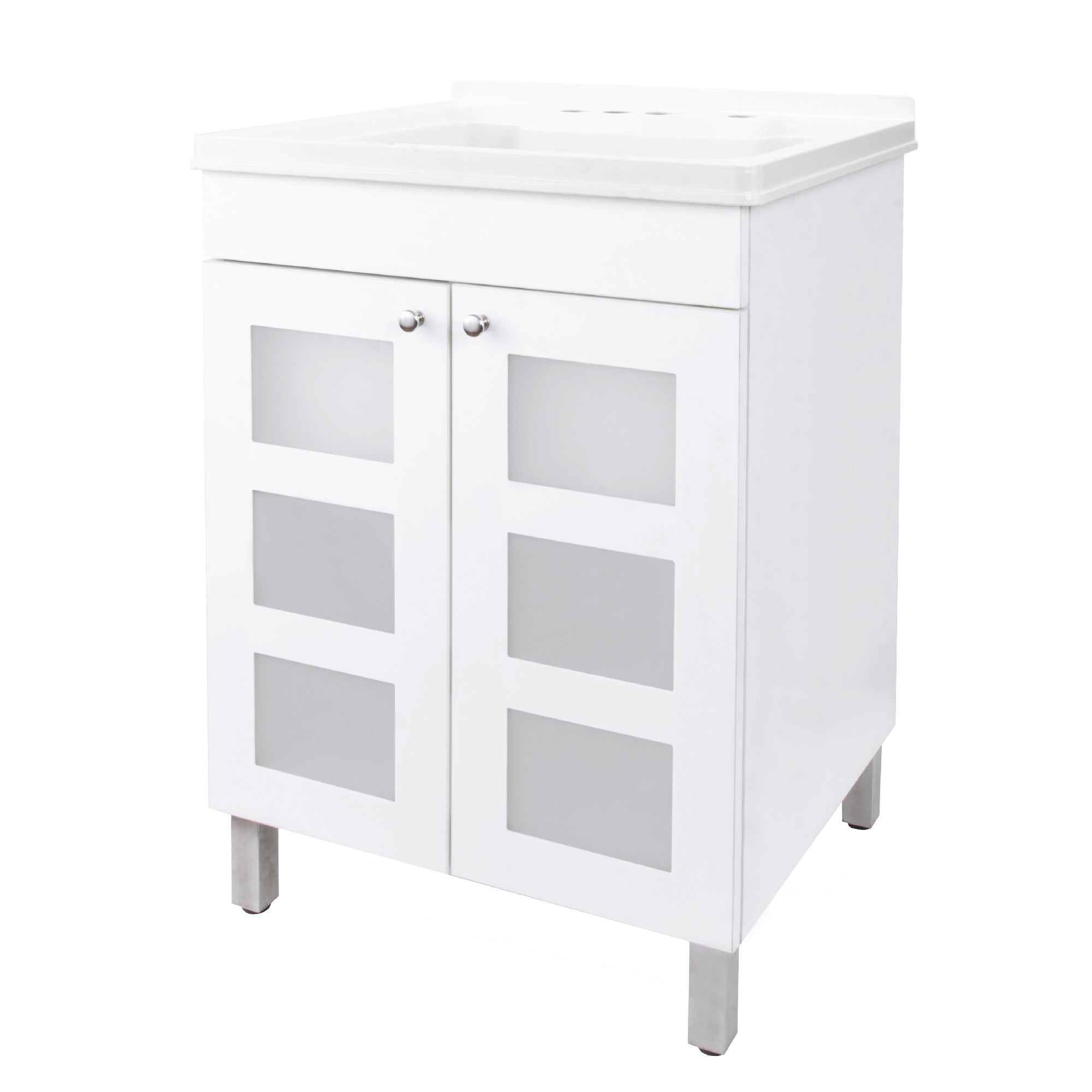 Tehila White Vanity Cabinet and White Utility Sink | No Supply