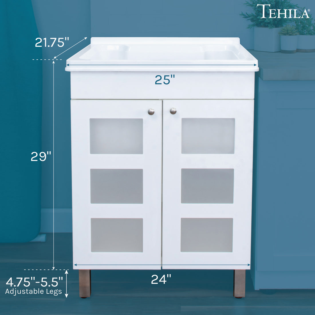 Tehila White Vanity Cabinet Dimensions