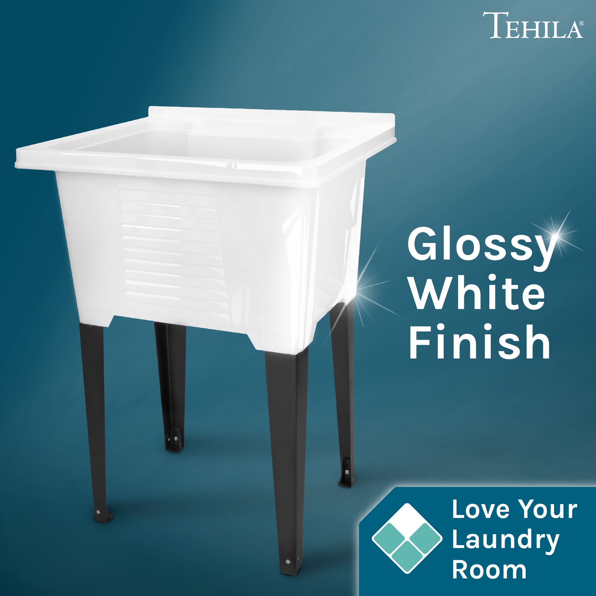 SINKI セール‼︎ Tehila Luxe Freestanding White Utility Sink | Drainage Kit