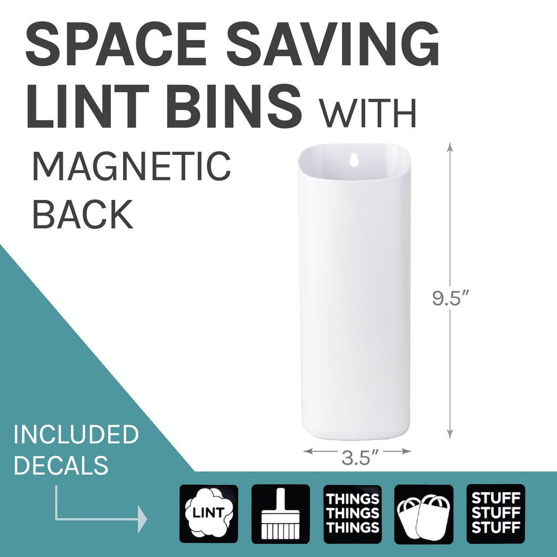 Small Magnetic Lint Bin (White) - Utility sinks vanites Tehila