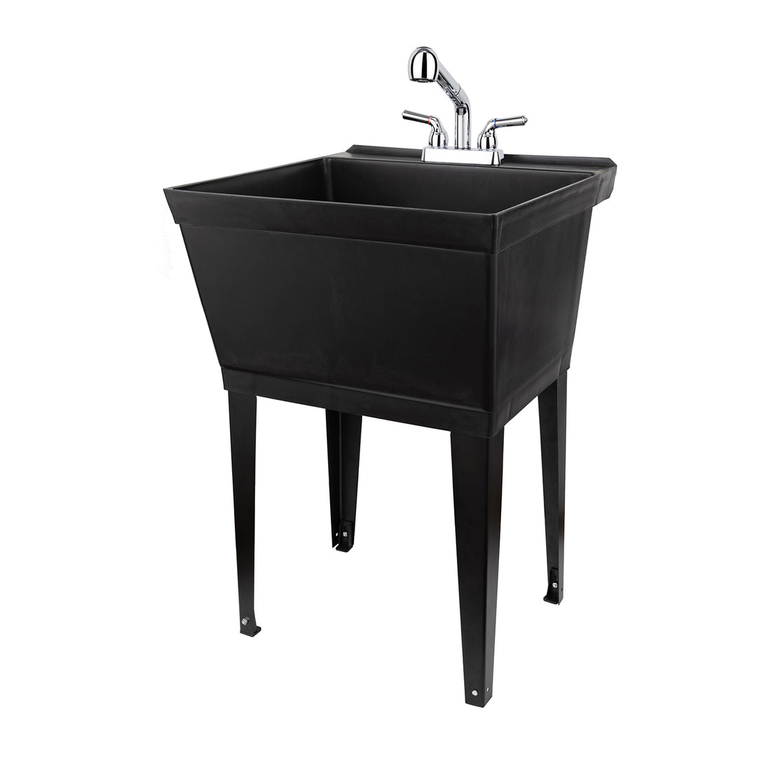 Tehila Standard Freestanding Black Utility Sink with Chrome Finish Pull-Out Faucet - Utility sinks vanites Tehila