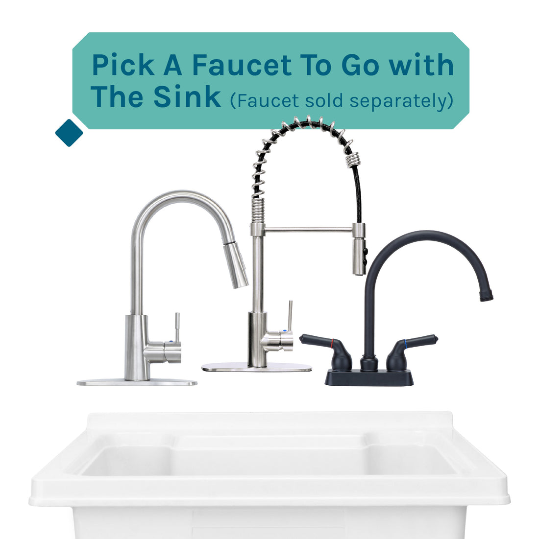 Tehila Luxe Freestanding White Utility Sink with Drainage Kit - Utility sinks vanites Tehila